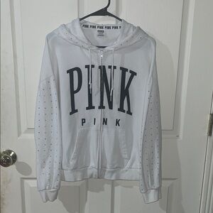 Victoria's Secret White Hoodie with Black PINK Logo